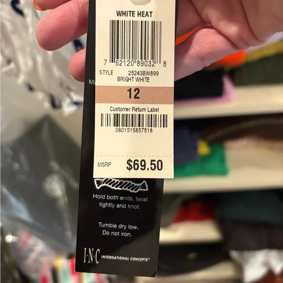 INC International Concepts White Blouse with Blue Embroidery - Picture 2 of 4